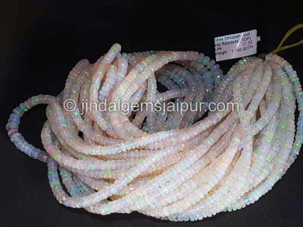 White Ethiopian Opal Faceted Roundelle Shape Beads White Ethiopian Opal Faceted Roundelle Shape Beads