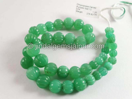 Chrysoprase Carved Pumpkin Balls Beads Chrysoprase Carved Pumpkin Balls Beads