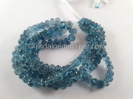 London Blue Topaz Carved Pumpkin Beads