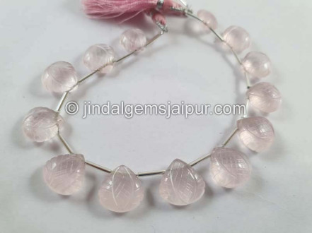 Rose Quartz Big Carved Crown Heart Beads Rose Quartz Big Carved Crown Heart Beads