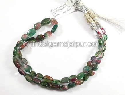 Bi Color Tourmaline Smooth Nuggets Shape Beads