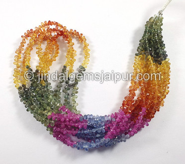 Natural Multi Sapphire Faceted Drops Shape Beads
