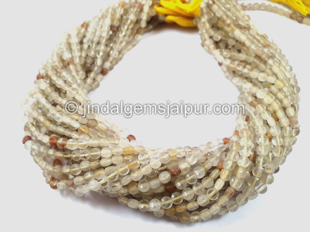 Golden Rutile Faceted Coin Beads