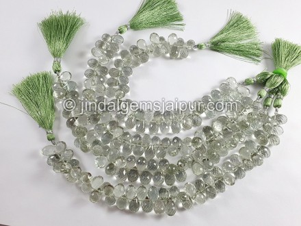Green Amethyst Faceted Drops Shape Beads
