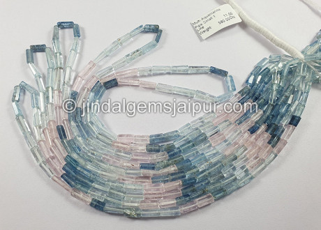 Multi Aquamarine Pipe Shape Small Beads