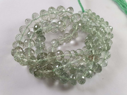 Green Amethyst Concave Cut Rondelle Beads Green Amethyst Concave Cut Rondelle Beads