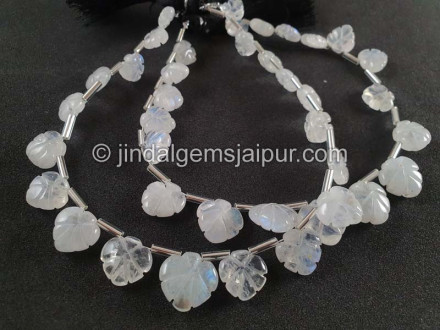 Rainbow Moonstone Carved Maple Leaf Shape Beads Rainbow Moonstone Carved Maple Leaf Shape Beads