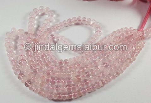 Rose Quartz Smooth Roundelle Shape Beads Rose Quartz Smooth Roundelle Shape Beads