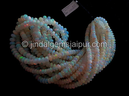 White Ethiopian Opal Smooth Big Roundelle Shape Beads