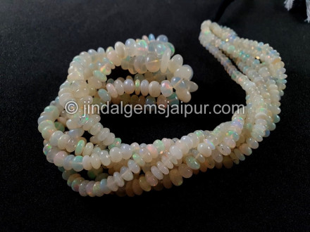 Ethiopian Opal White Smooth Roundelle Beads Ethiopian Opal White Smooth Roundelle Beads
