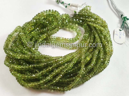 Deep Green Tourmaline Faceted Roundelle Beads Deep Green Tourmaline Faceted Roundelle Beads