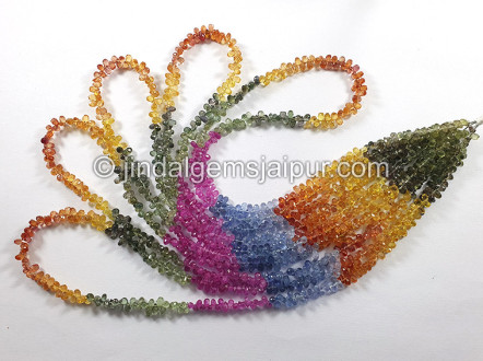 Natural Multi Sapphire Faceted Drops Shape Beads