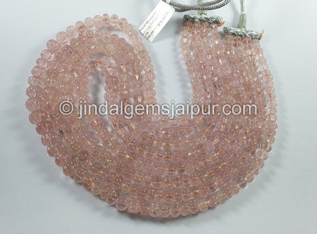Peach Morganite Carved Pumpkin Shape Beads