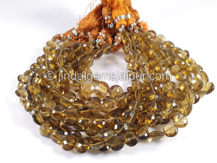 Coganac Quartz Faceted Coin Shape Beads Coganac Quartz Faceted Coin Shape Beads
