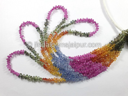 Natural Multi Sapphire Faceted Drops Shape Beads