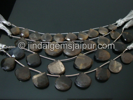 Golden Black Feldspar Faceted Heart Shape Beads