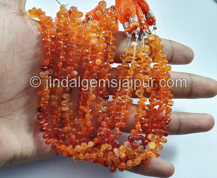 Fire Opal Faceted Drops Shape Beads