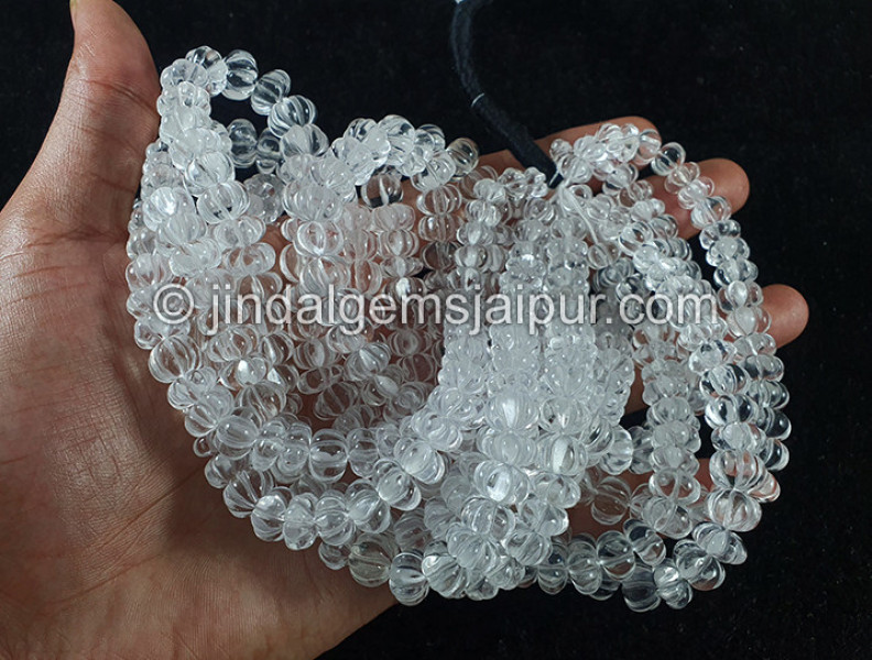 Crystal Quartz Carved Pumpkin Shape Small Beads