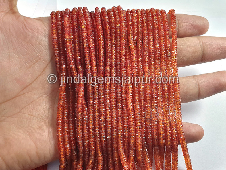 Orange Sapphire Faceted Tyre Shape Beads