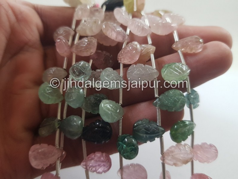 Afghan Tourmaline Carved Pear Beads