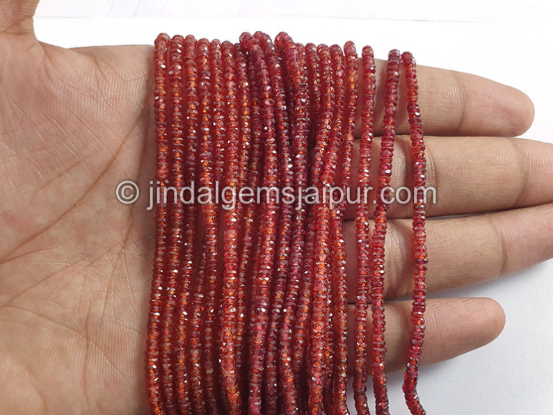 Red Sapphire Faceted Tyre Shape Beads