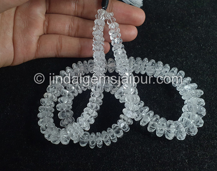 Crystal Quartz Flat Pumpkin Shape Beads