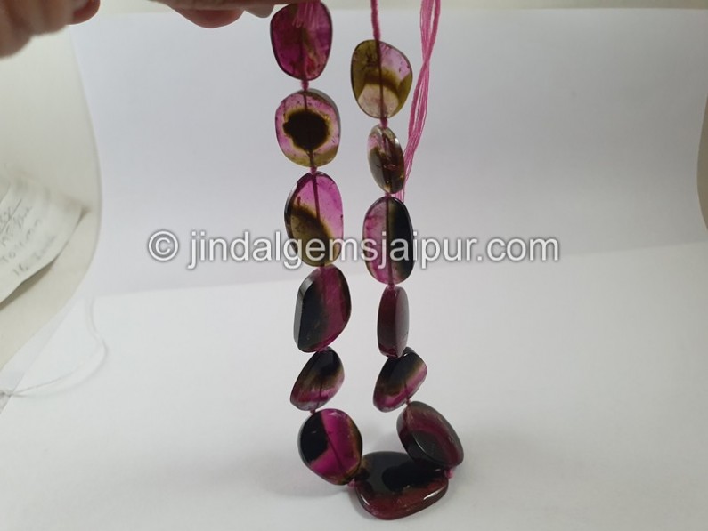 Watermelon Tourmaline Smooth Slices Beads