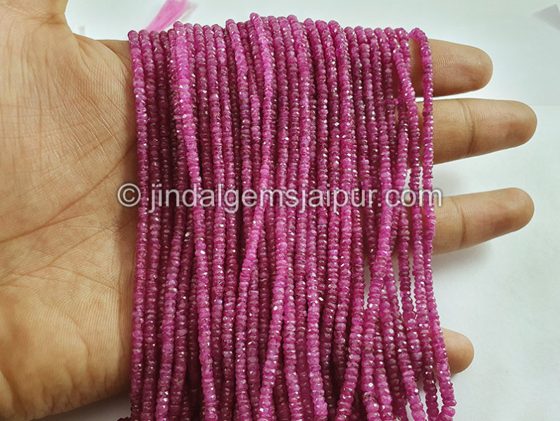 Pink Sapphire Faceted Roundelle Shape Beads