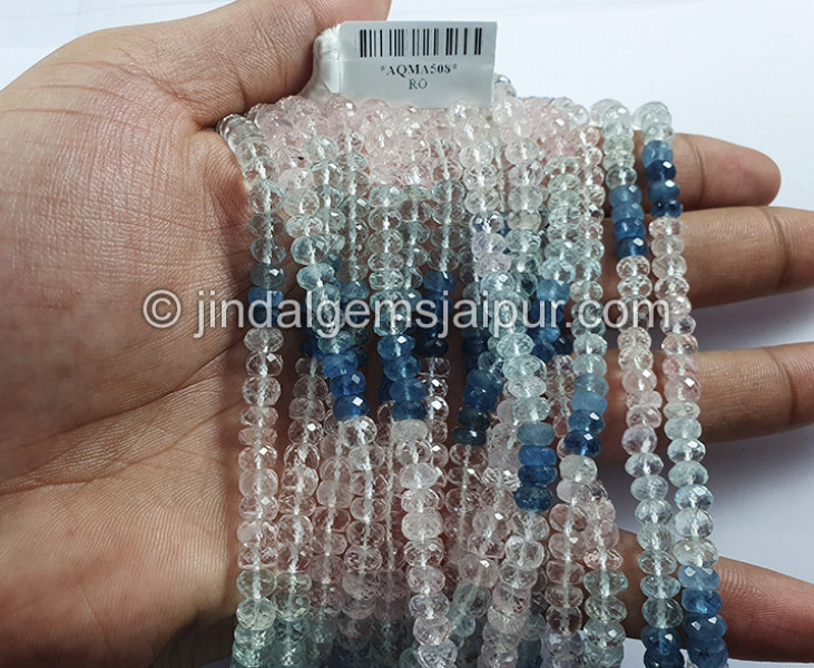 Multi Aquamarine Faceted Roundelle Shape Medium Beads