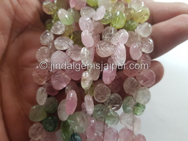 Afghan Tourmaline Carved Heart Beads