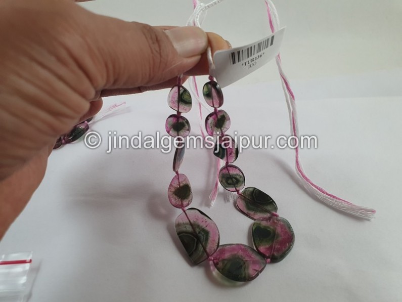 Watermelon Tourmaline Smooth Slices Beads