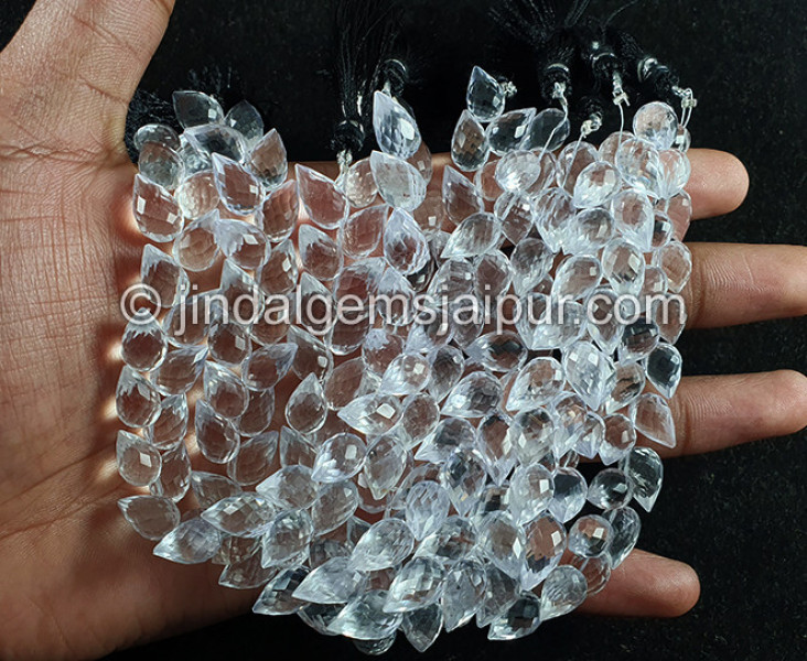Crystal Quartz Faceted Fancy Drops Shape Big Beads