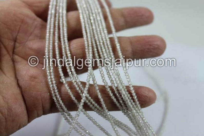 Natural White Zircon Micro Cut Round Shape Beads