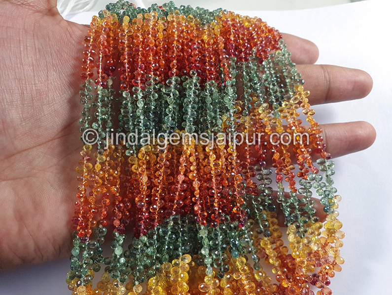 Multi Sapphire Faceted Drops Shape Beads