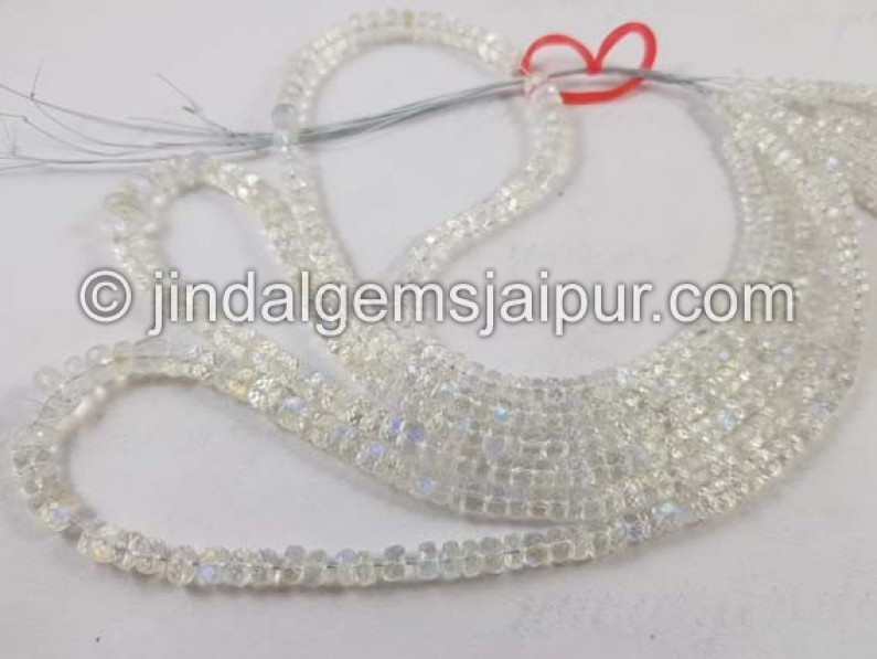 White Rainbow Faceted Roundelle Shape Beads