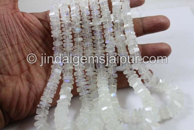 White Rainbow Step Cut Roundelle Beads