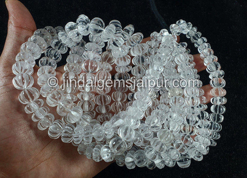 Crystal Quartz Carved Pumpkin Shape Big Beads