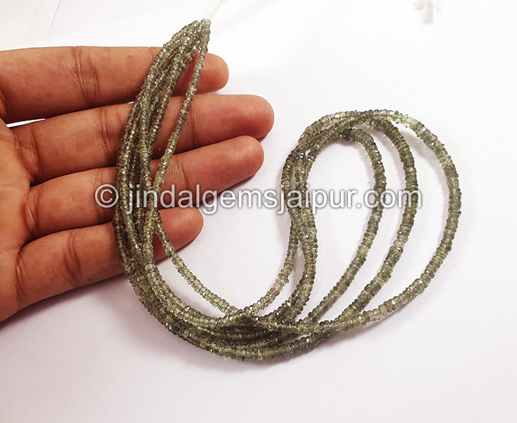 Green Sapphire Faceted Tyre Shape Beads