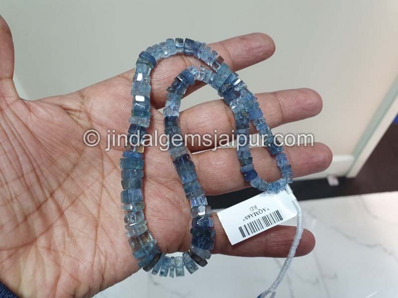 Santa Maria Aquamarine Shaded Step Cut Roundelle Beads