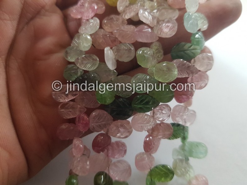 Afghan Tourmaline Carved Pear Beads