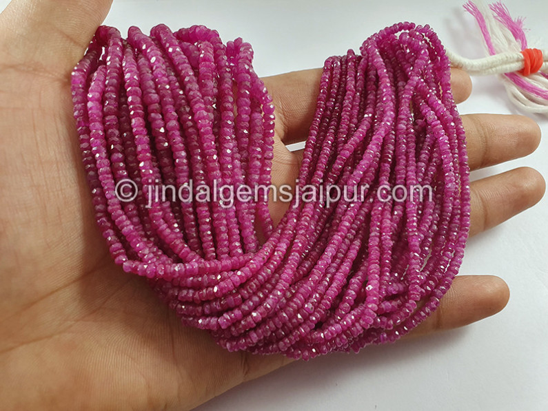 Pink Sapphire Faceted Roundelle Shape Beads