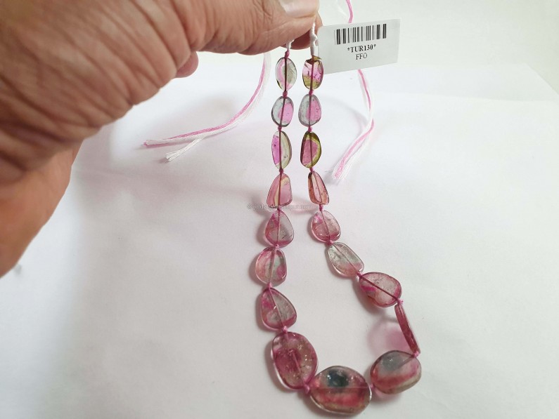 Watermelon Tourmaline Smooth Slices Beads