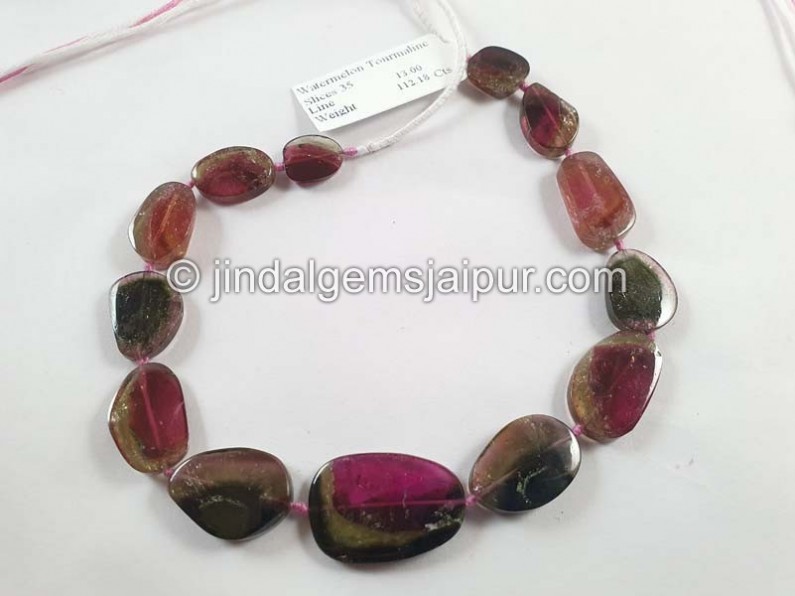 Watermelon Tourmaline Smooth Slices Beads
