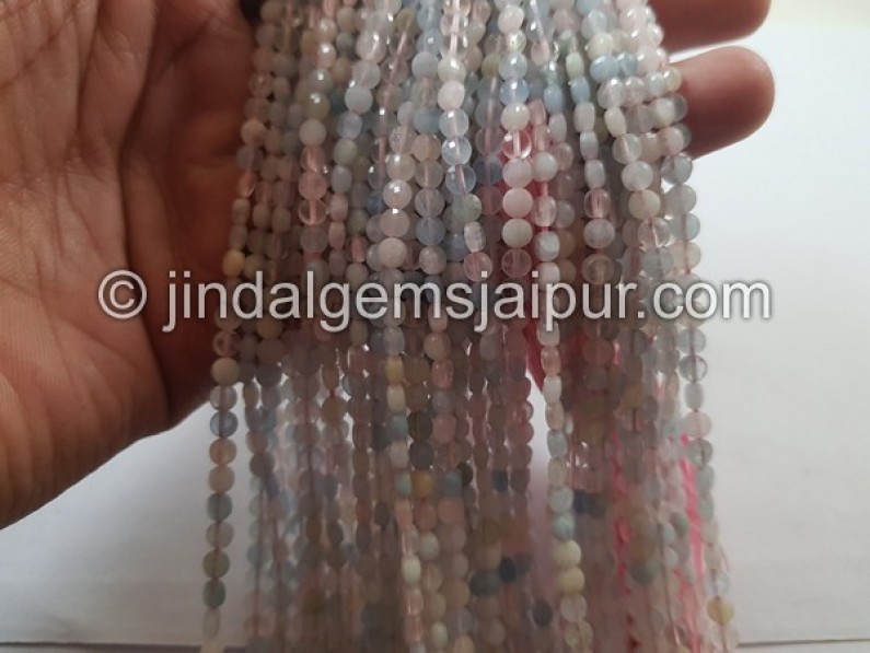 Multi Aquamarine Faceted Coin Beads