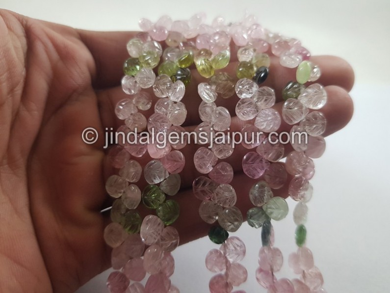 Afghan Tourmaline Carved Heart Beads