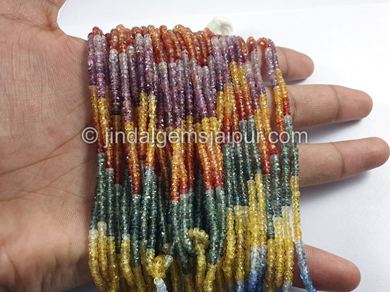 Multi Sapphire Faceted Roundelle Shape Beads