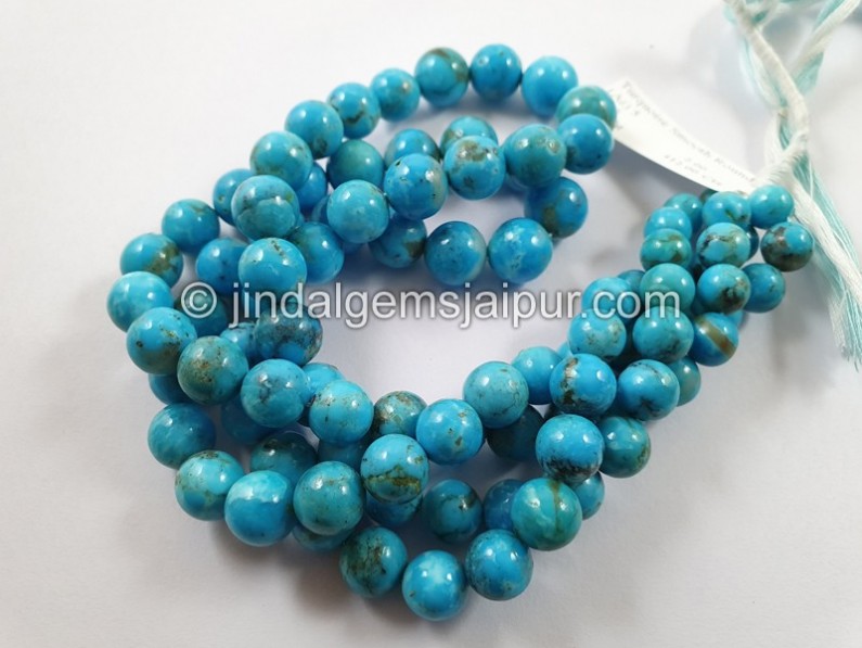 Sleeping Beauty Turquoise Far Smooth Round Beads