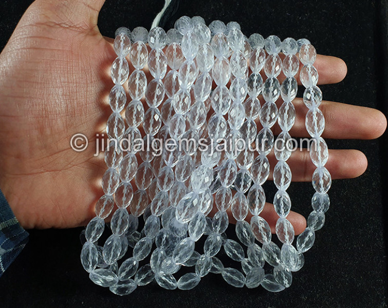 Crystal Quartz Faceted Barrel Shape Big Beads