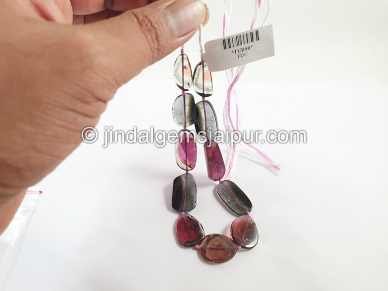 Watermelon Tourmaline Smooth Slices Beads
