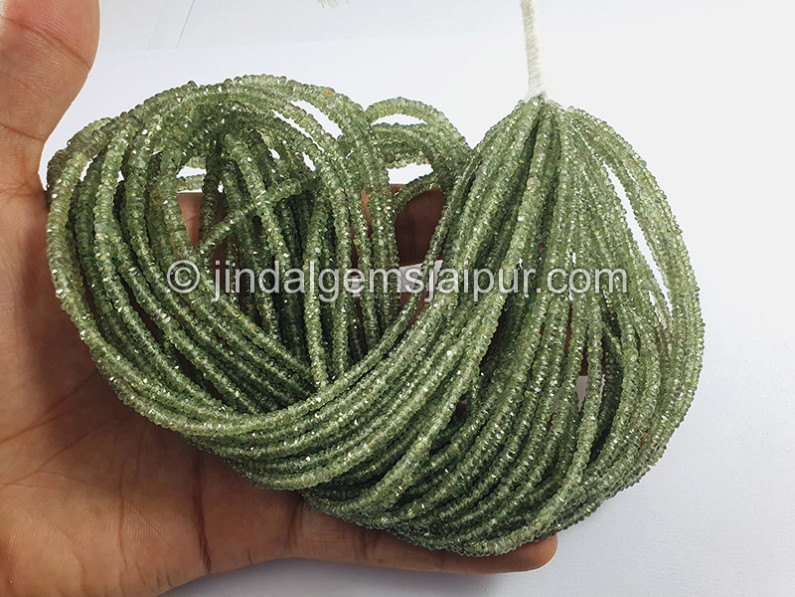 Green Sapphire Faceted Tyre Shape Beads
